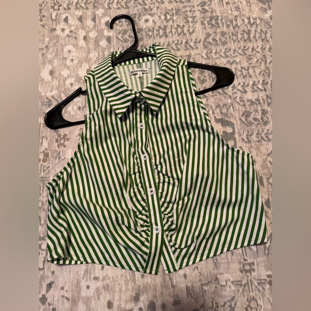Reformation buttoned/sleeveless top.